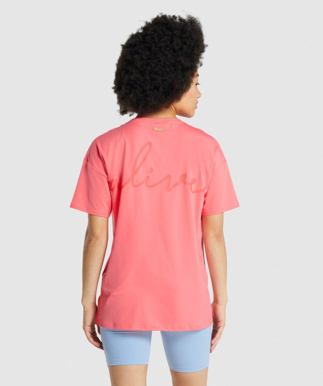 Gymshark Whitney Oversized Women's T Shirts Pink | UAE-73USFY