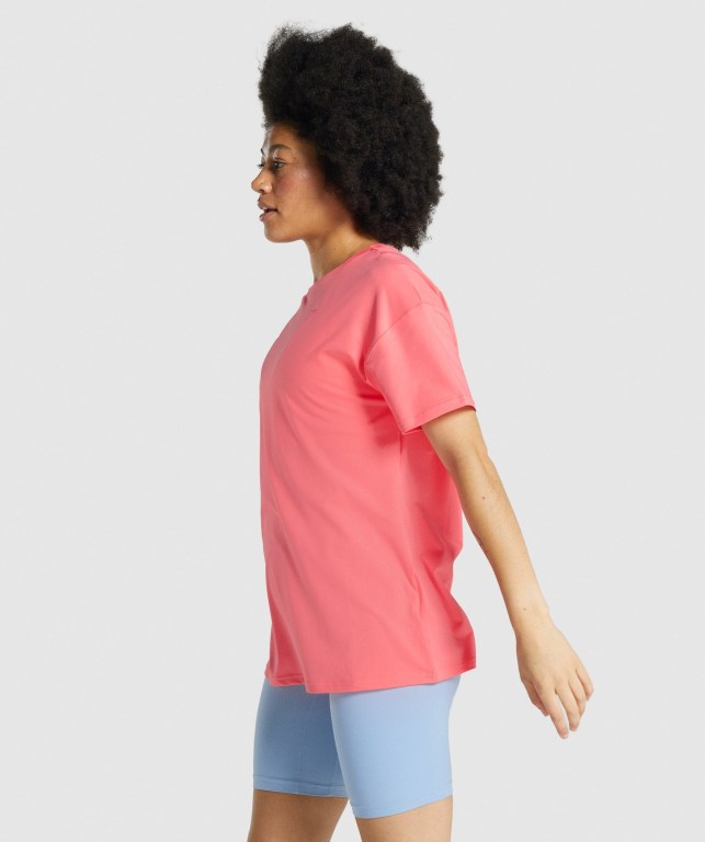 Gymshark Whitney Oversized Women's T Shirts Pink | UAE-73USFY