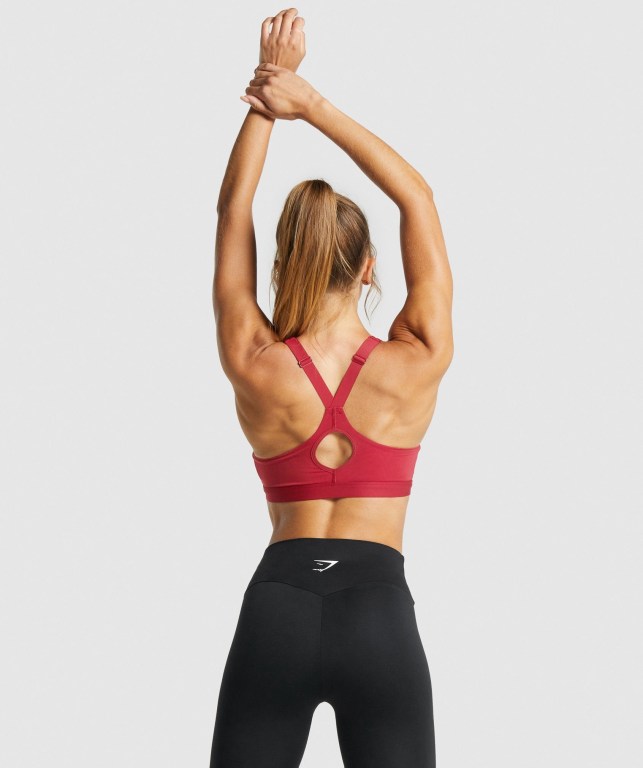 Gymshark Zip Up Training Women's Sports Bra Burgundy | UAE-19RIKS