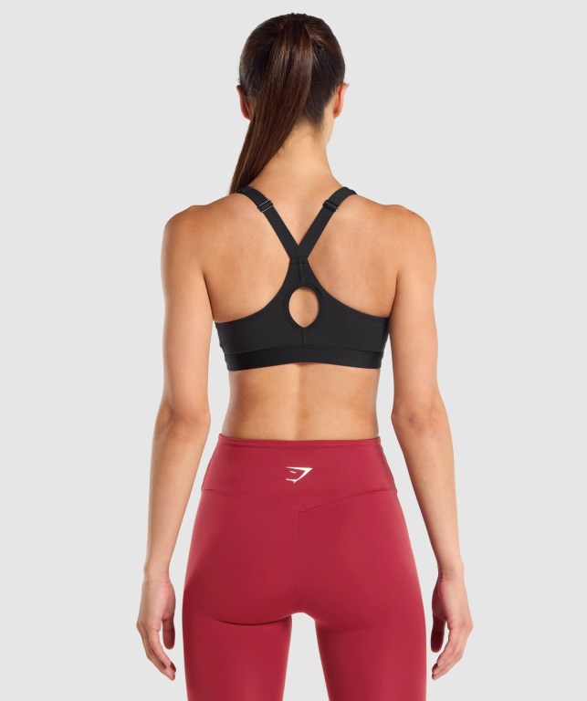 Gymshark Zip Up Training Women's Sports Bra Black | UAE-20SNOI