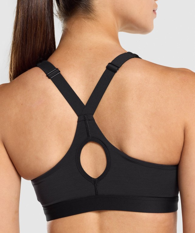 Gymshark Zip Up Training Women's Sports Bra Black | UAE-20SNOI