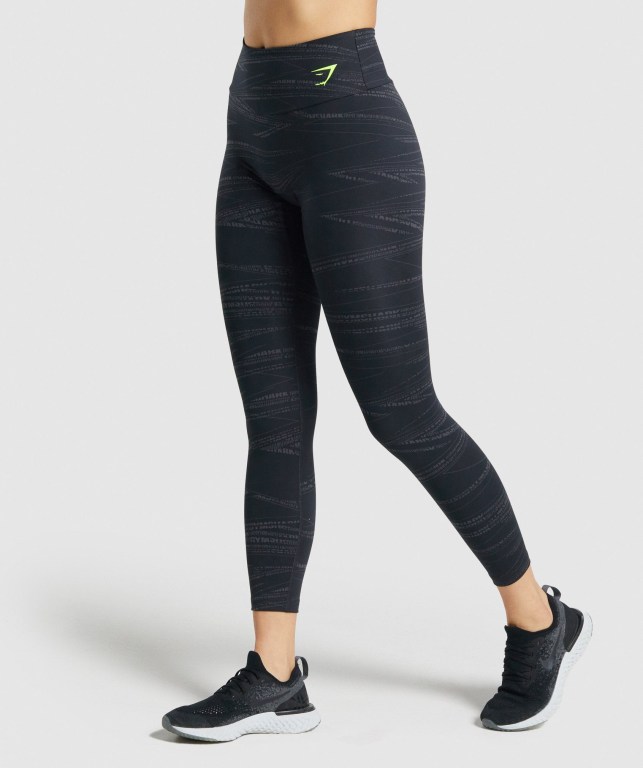 Gymshark Zone Graphic High Waisted Women's Leggings Black / Grey | UAE-41LJCS