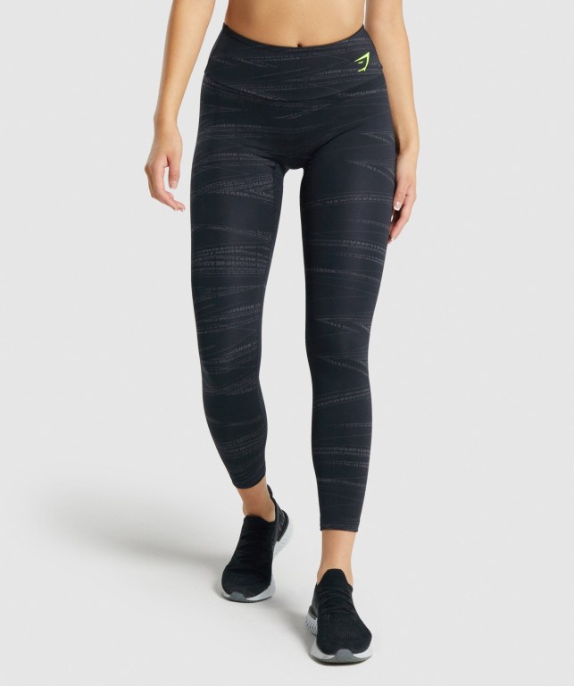 Gymshark Zone Graphic High Waisted Women\'s Leggings Black / Grey | UAE-41LJCS