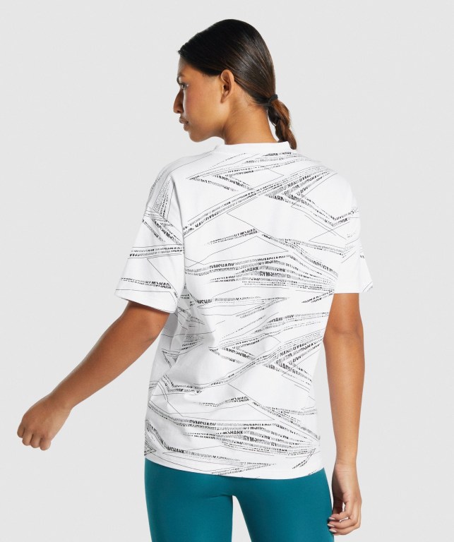 Gymshark Zone Graphic Women's T Shirts White / Black | UAE-64VMAD