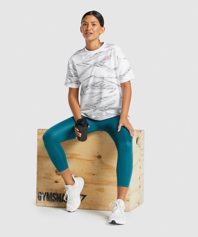 Gymshark Zone Graphic Women's T Shirts White / Black | UAE-64VMAD